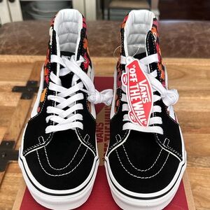 Vans Black High-Tops with Colorful Floral Accents